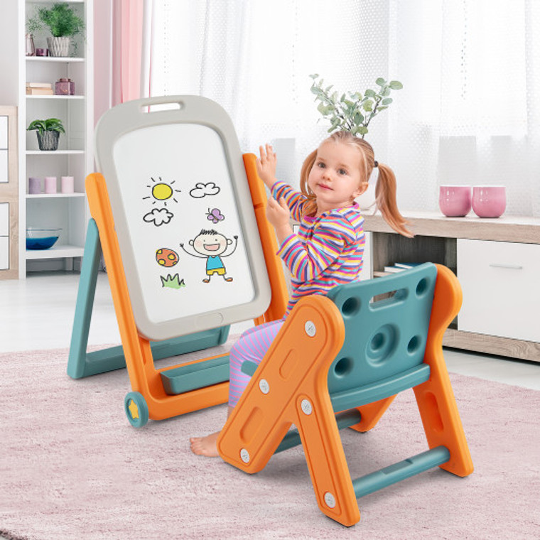 Kids Height Adjustable Art Easel Set With Chair TM10003