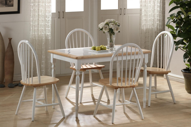 Boraam 5 Piece Tile Top Dining Set in White/Natural 80130