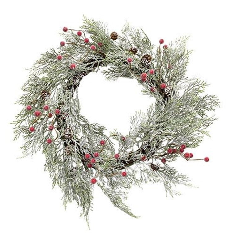 Snowy Cypress & Sugar Berry Wreath F18267 By CWI Gifts