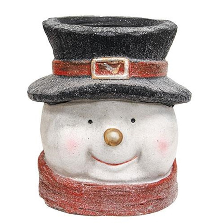 Glittered Resin Snowman Head Planter GCWD02 By CWI Gifts