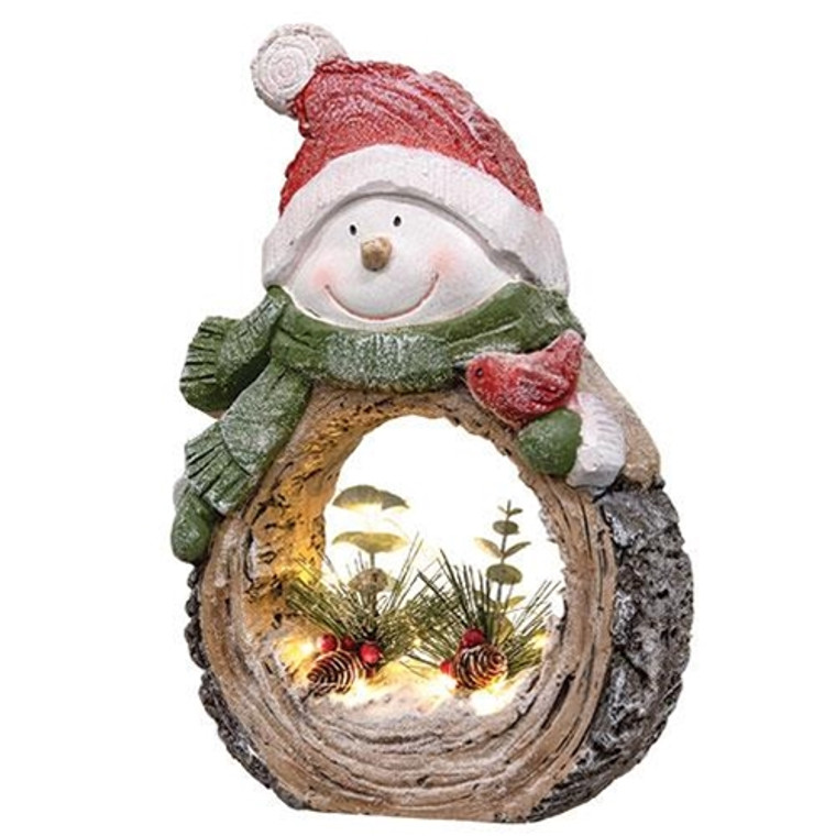 Light Up Resin Snowman W/Cardinal GCWD22 By CWI Gifts