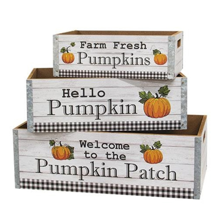 3/Set Welcome To The Pumpkin Patch Crates GWFF257543S By CWI Gifts