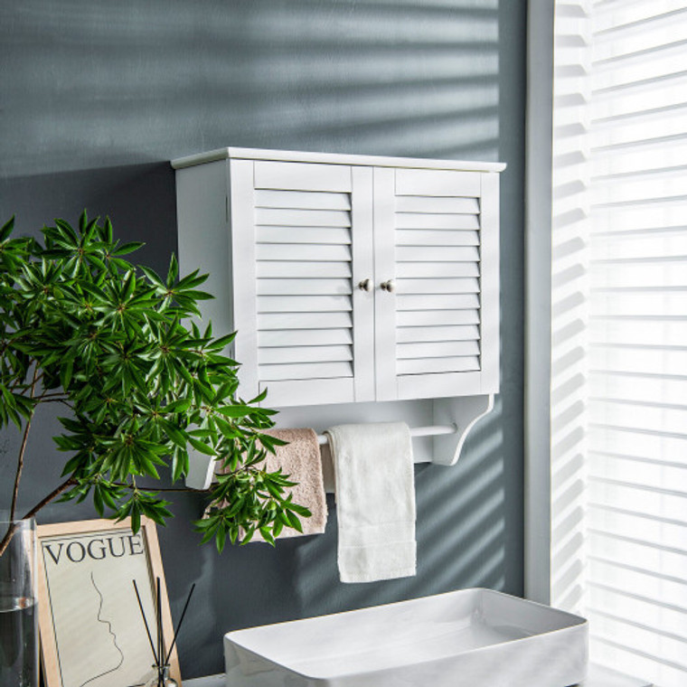 Bathroom Medicine Cabinet With Height Adjustable Shelf And Towels Bar JV10125WH