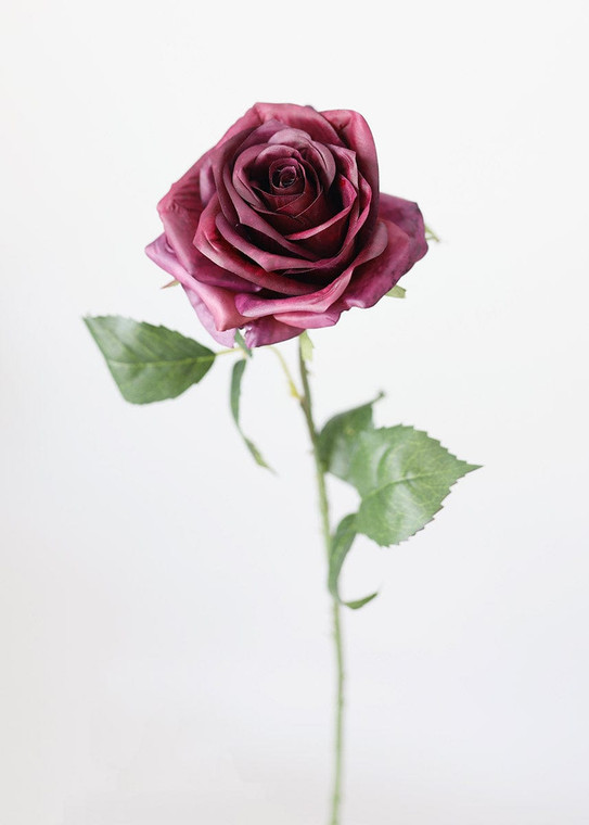 Silk Flowers Rose In Plum Purple - 21.5" SLK-FSR729-EP By Afloral