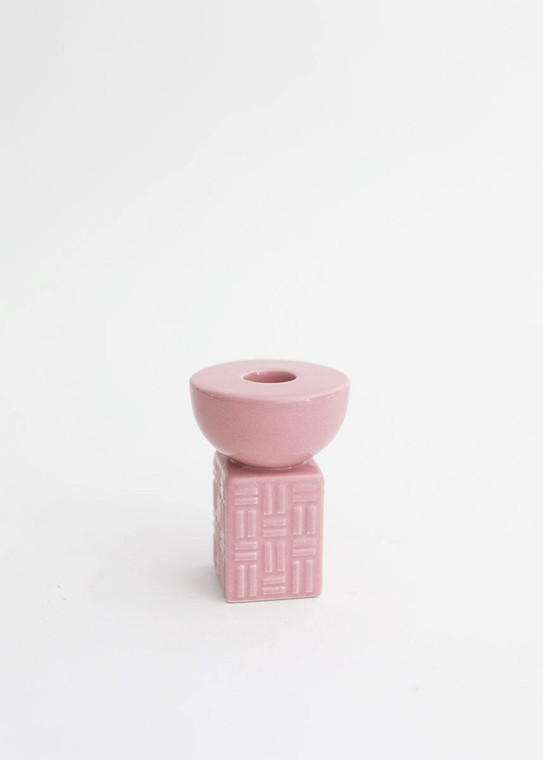 Textured Pink Geometric Candle Holder - 3.5" KLV-1455-02 By Afloral