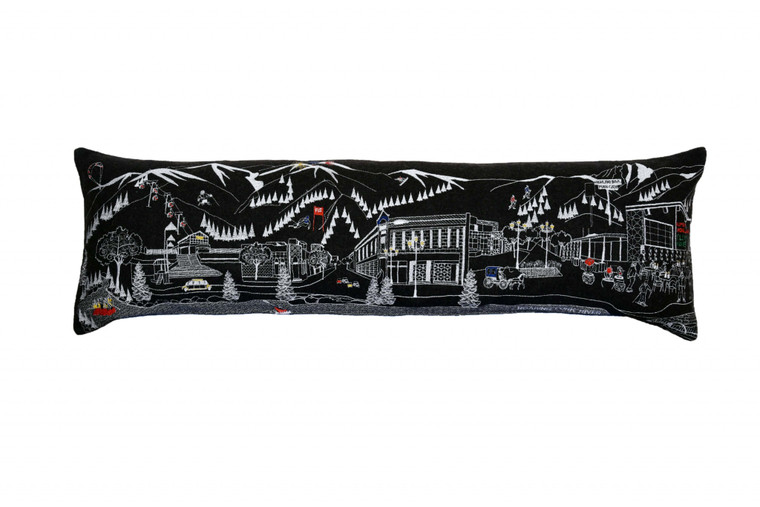 Homeroots 45" Black Aspen Nighttime Skyline Lumbar Decorative Pillow 482436