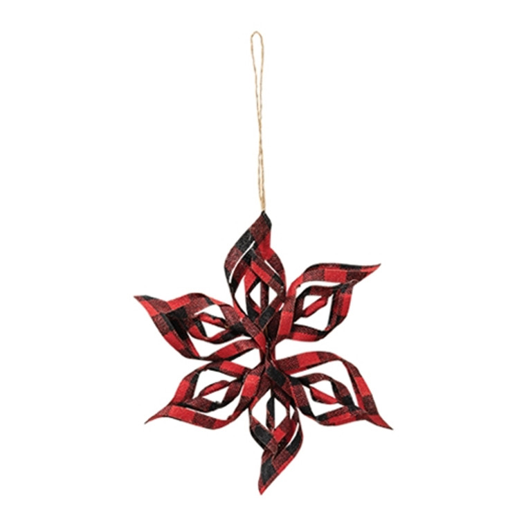*Red Plaid Snowflake Ornament GRJA3079 By CWI Gifts