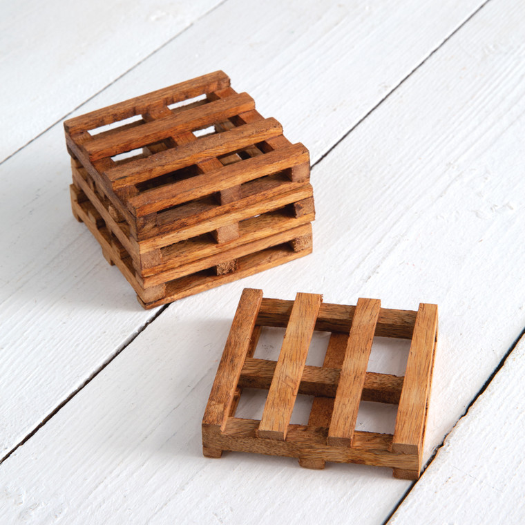 CTW Home Set of Four Wood Pallet Coasters 370852