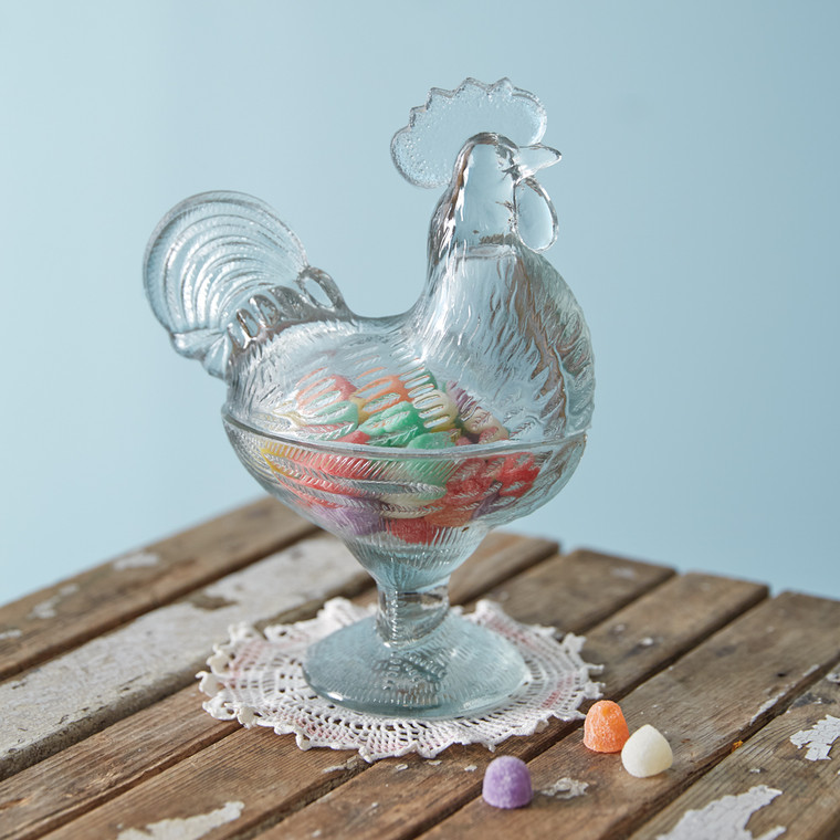 CTW Home Glass Rooster Candy Dish 370871
