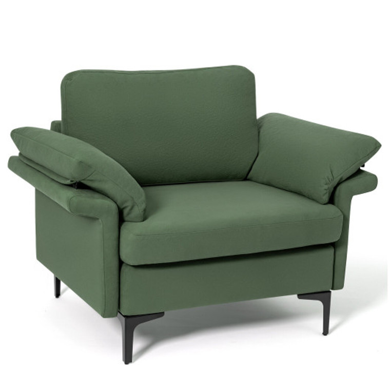 Modern Fabric Accent Armchair With Original Distributed Spring And Armrest Cushions-Army Green HV10301GN-A+HV10301GN-F