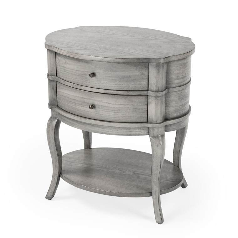 Butler Jarvis Oval 2-Drawer Side Table, Gray 515418 "Special"