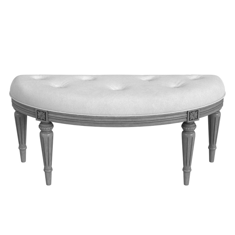Butler Tamara Upholstered Demilune 45"W Bench, Gray 1120418 "Special"