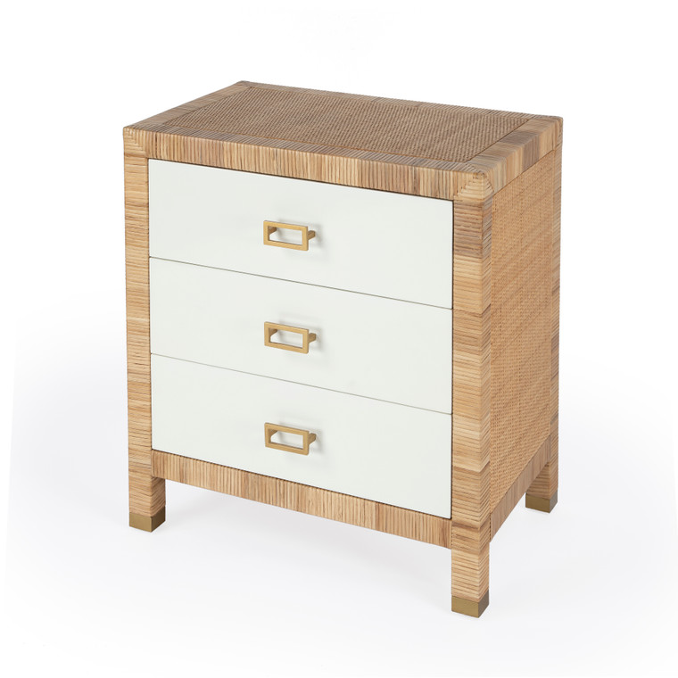 Butler Corfu 3 Drawer Natural Raffia Chest, Natural And White 5607350 "Special"
