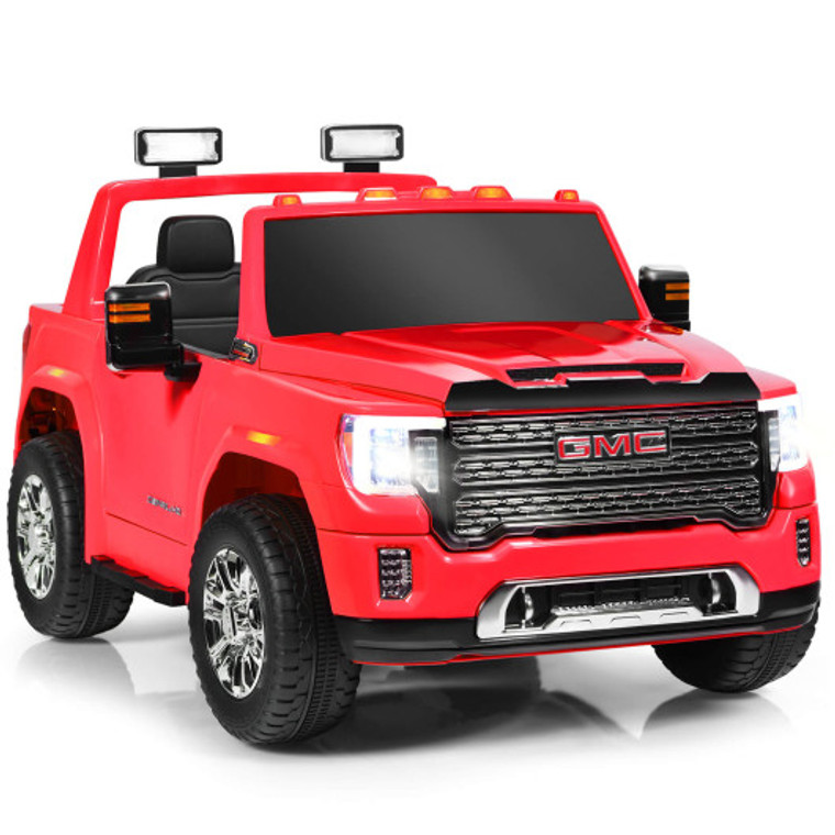 12V 2-Seater Licensed Gmc Kids Ride On Truck Rc Electric Car With Storage Box-Red TQ10124US-RE