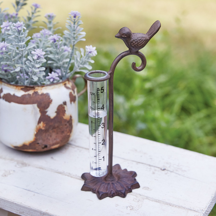 CTW Home Rustic Bird Tabletop Rain Gauge 420237