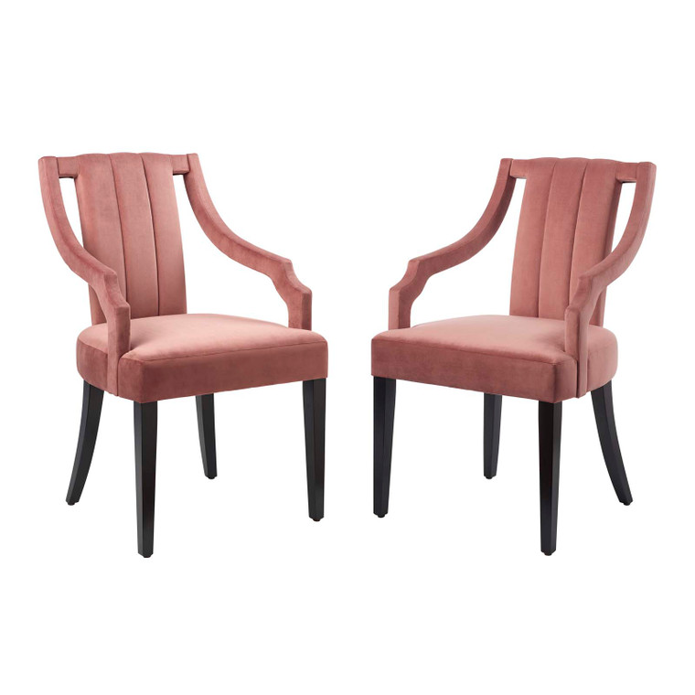 Virtue Performance Velvet Dining Chairs - Set Of 2 - Dusty Rose EEI-4554-DUS By Modway Furniture