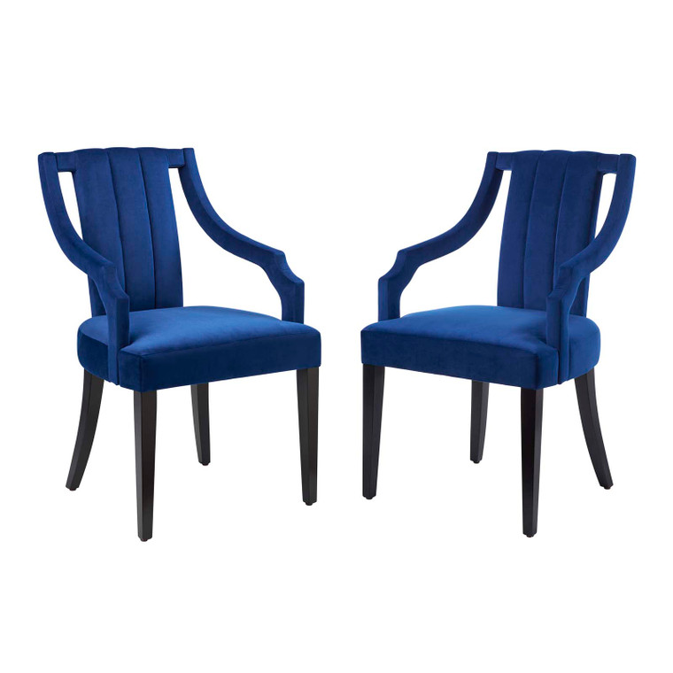 Virtue Performance Velvet Dining Chairs - Set Of 2 - Navy EEI-4554-NAV By Modway Furniture
