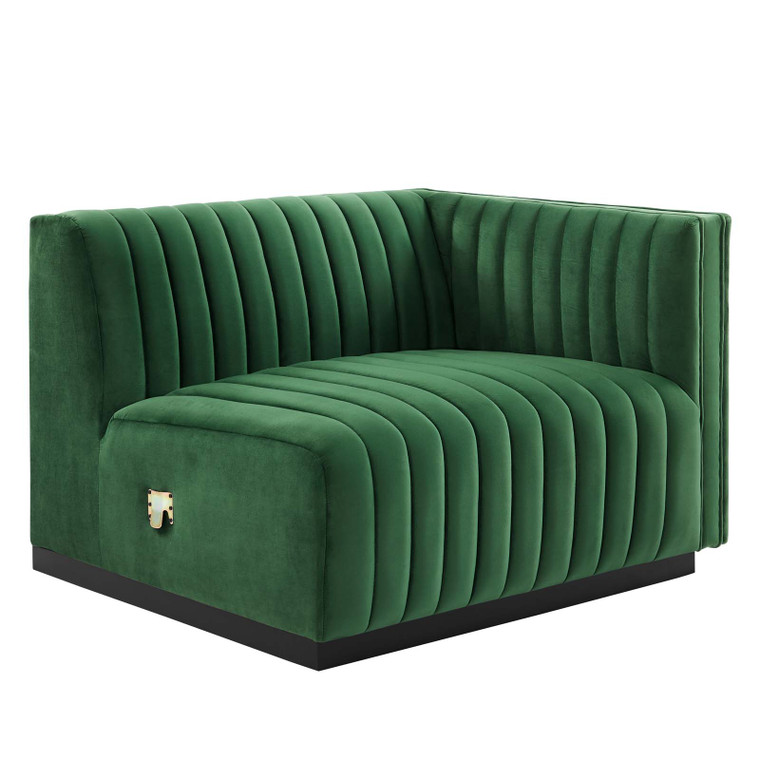 Conjure Channel Tufted Performance Velvet Right-Arm Chair - Black Emerald EEI-5492-BLK-EME By Modway Furniture