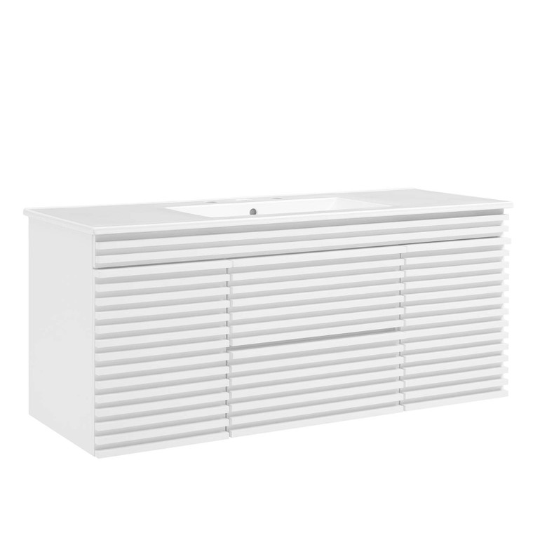 Render 48" Wall-Mount Bathroom Vanity - White White EEI-5801-WHI-WHI By Modway Furniture