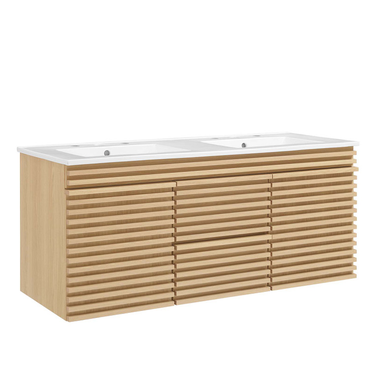 Render 48" Wall-Mount Bathroom Vanity - Oak White EEI-5802-OAK-WHI By Modway Furniture