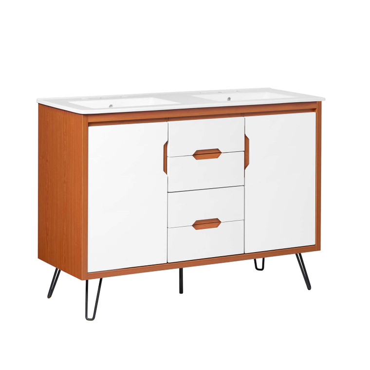 Energize 48" Double Sink Bathroom Vanity - Cherry White White EEI-5809-CHE-WHI-WHI By Modway Furniture