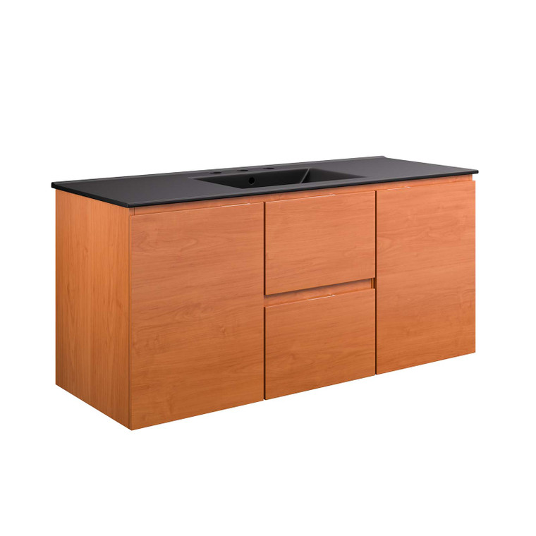 Scenic 48" Wall-Mount Bathroom Vanity - Cherry Black EEI-5814-CHE-BLK By Modway Furniture