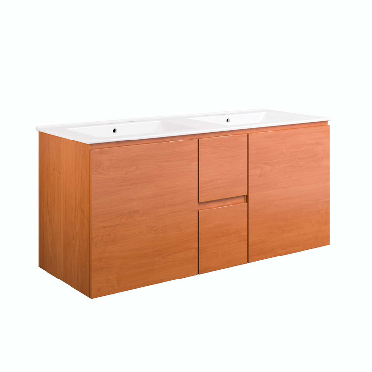 Scenic 48" Double Wall-Mount Bathroom Vanity - Cherry White EEI-5815-CHE-WHI By Modway Furniture