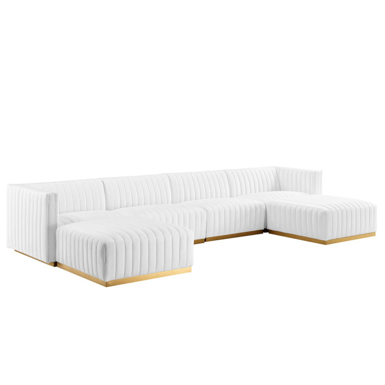 Conjure Channel Tufted Performance Velvet 6-Piece Sectional - Gold White EEI-5846-GLD-WHI By Modway Furniture