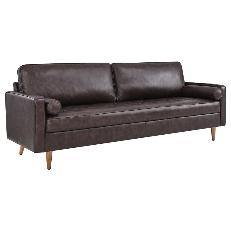 Valour 88" Leather Sofa - Brown EEI-5871-BRN By Modway Furniture