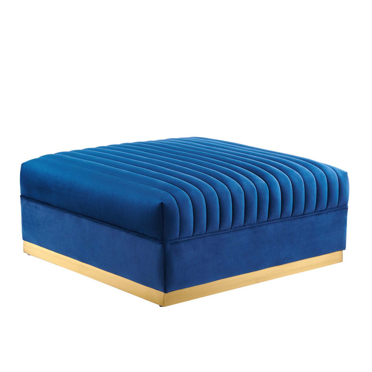 Sanguine Channel Tufted Performance Velvet Modular Sectional Sofa Ottoman - Navy EEI-6036-NAV By Modway Furniture