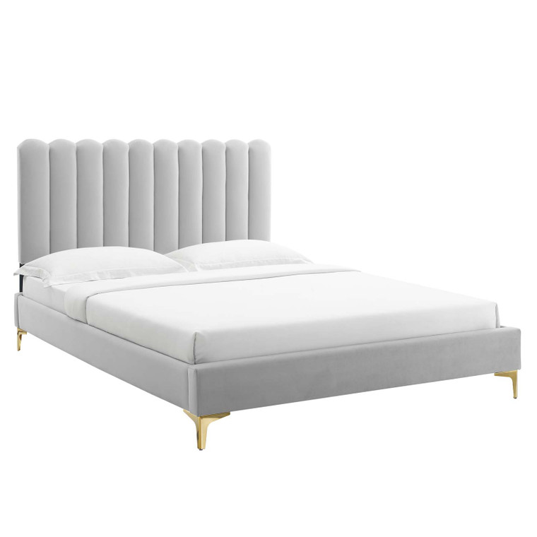 Reagan Full Performance Velvet Platform Bed - Light Gray MOD-6891-LGR By Modway Furniture