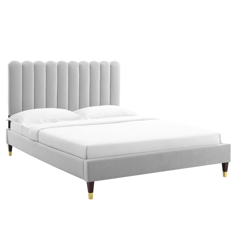 Reagan Full Performance Velvet Platform Bed - Light Gray MOD-6892-LGR By Modway Furniture