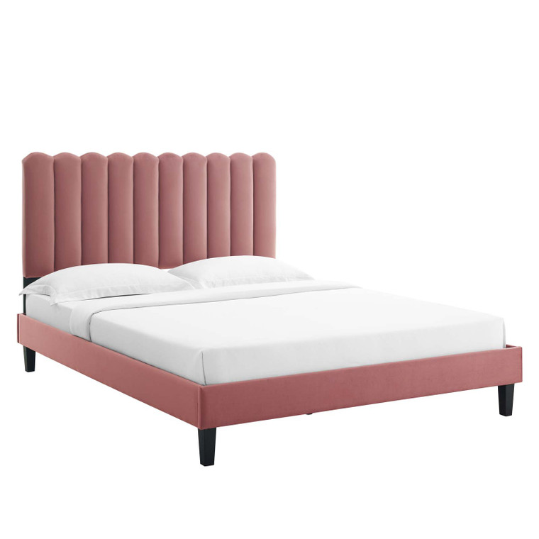 Reagan Full Performance Velvet Platform Bed - Dusty Rose MOD-6893-DUS By Modway Furniture