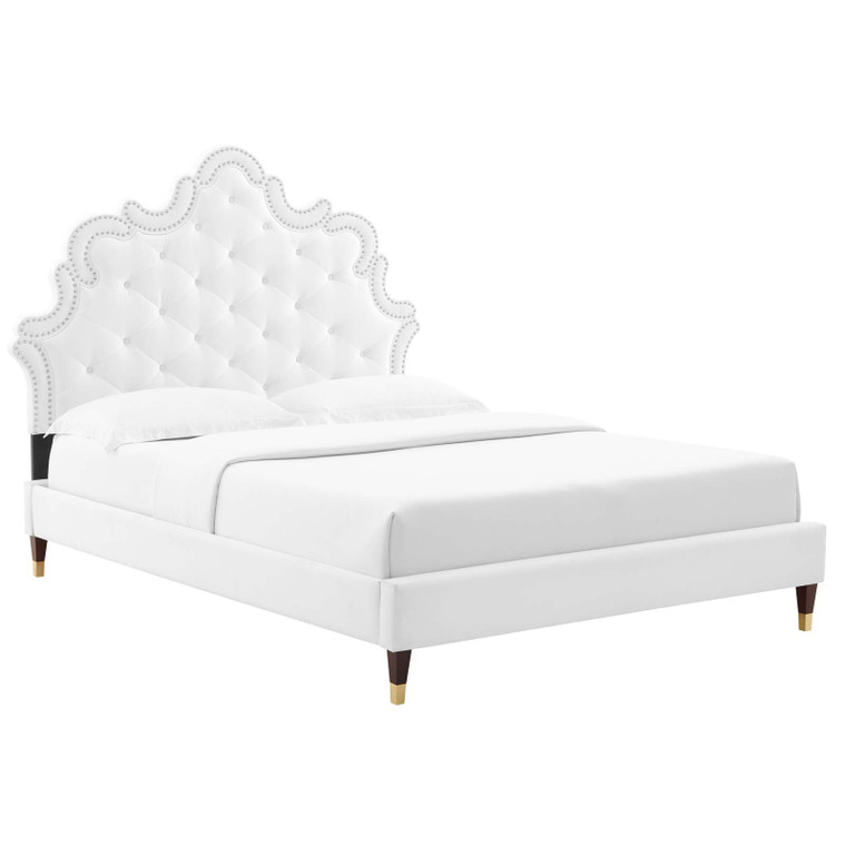 Sasha Button-Tufted Performance Velvet Queen Bed - White MOD-6822-WHI By Modway Furniture