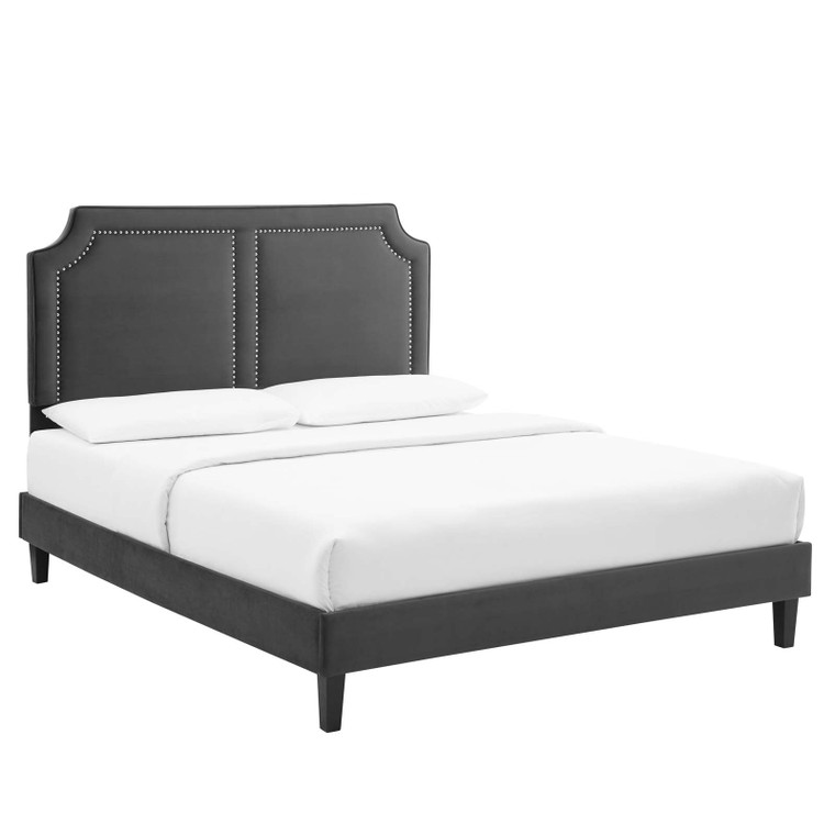 Novi Performance Velvet Queen Bed - Charcoal MOD-6828-CHA By Modway Furniture