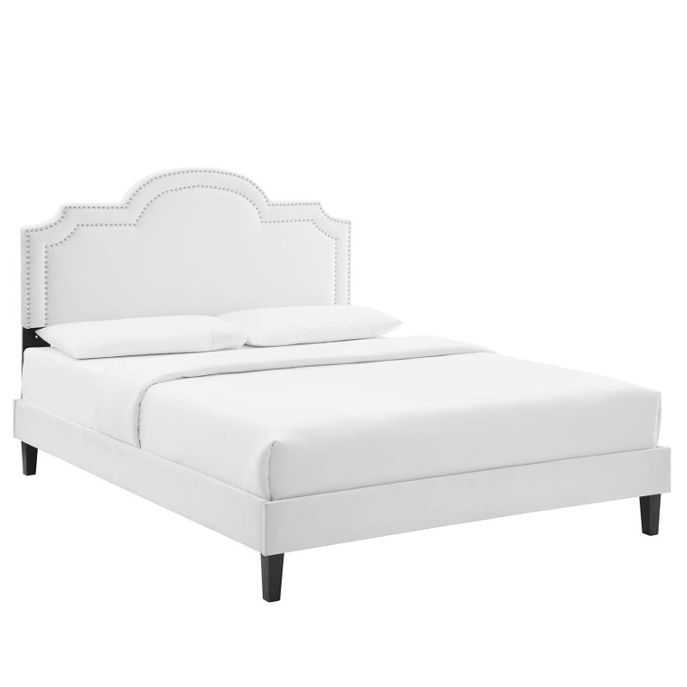 Aviana Performance Velvet Queen Bed - White MOD-6829-WHI By Modway Furniture