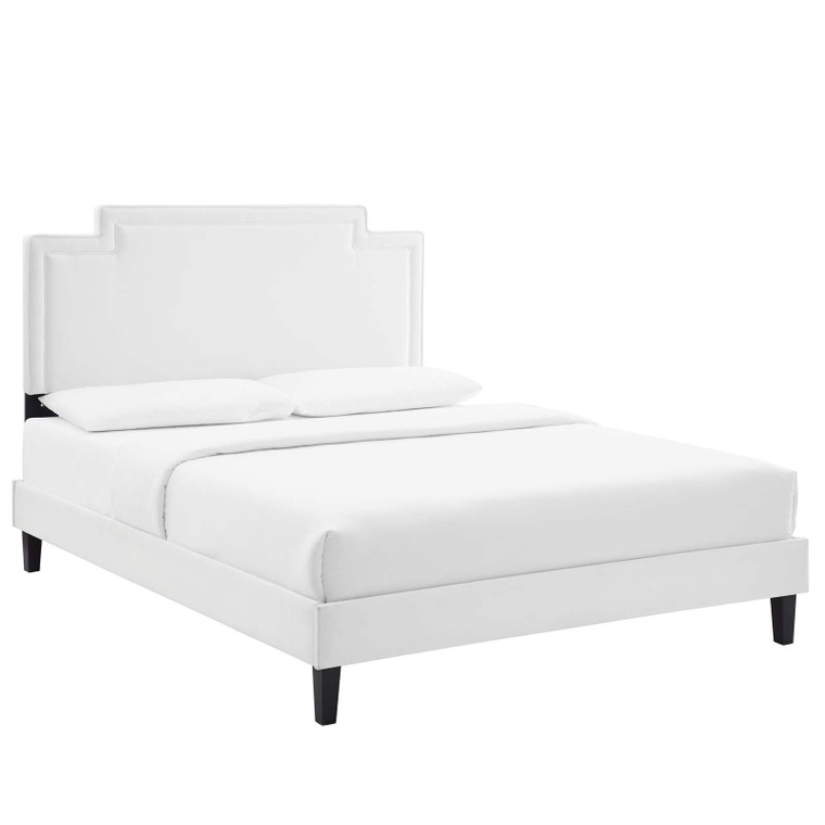 Liva Performance Velvet Queen Bed - White MOD-6831-WHI By Modway Furniture