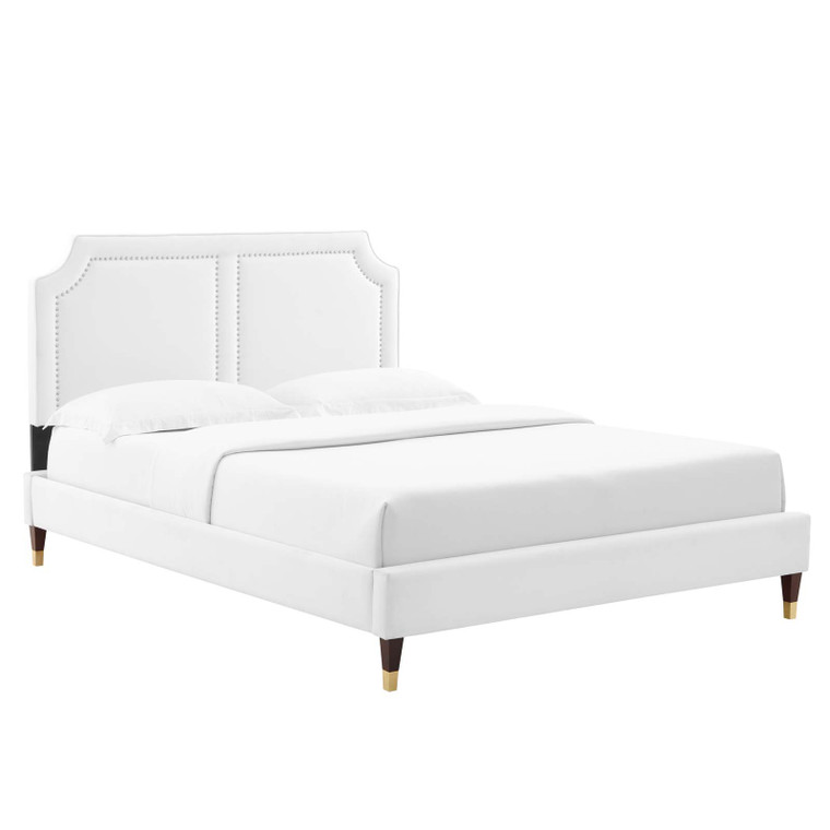Novi Performance Velvet King Bed - White MOD-6838-WHI By Modway Furniture