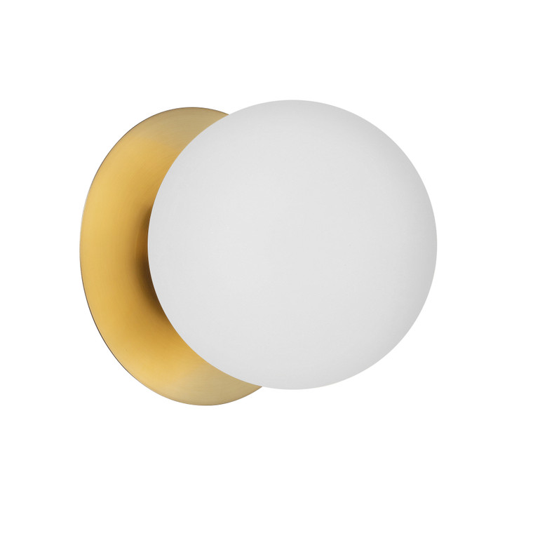 Dainolite 1 Light Halogen Wall Sconce, Aged Brass With White Glass BUR-51W-AGB-WH