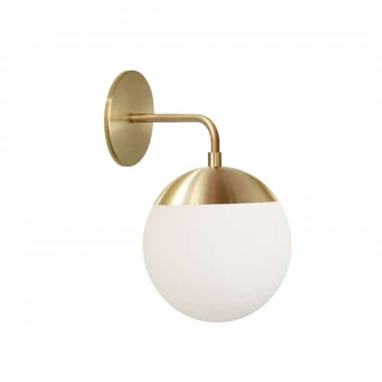 Dainolite 1 Light Wall Sconce, Aged Brass With White Opal Glass DAY-141W-AGB