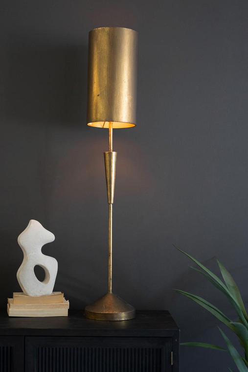 Antique Gold Table Lamp With Metal Barrel Shade CLL2803 By Kalalou