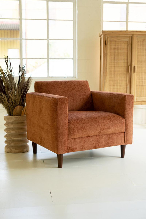 Chenille Boucle Club Chair-Rust MD1023 By Kalalou