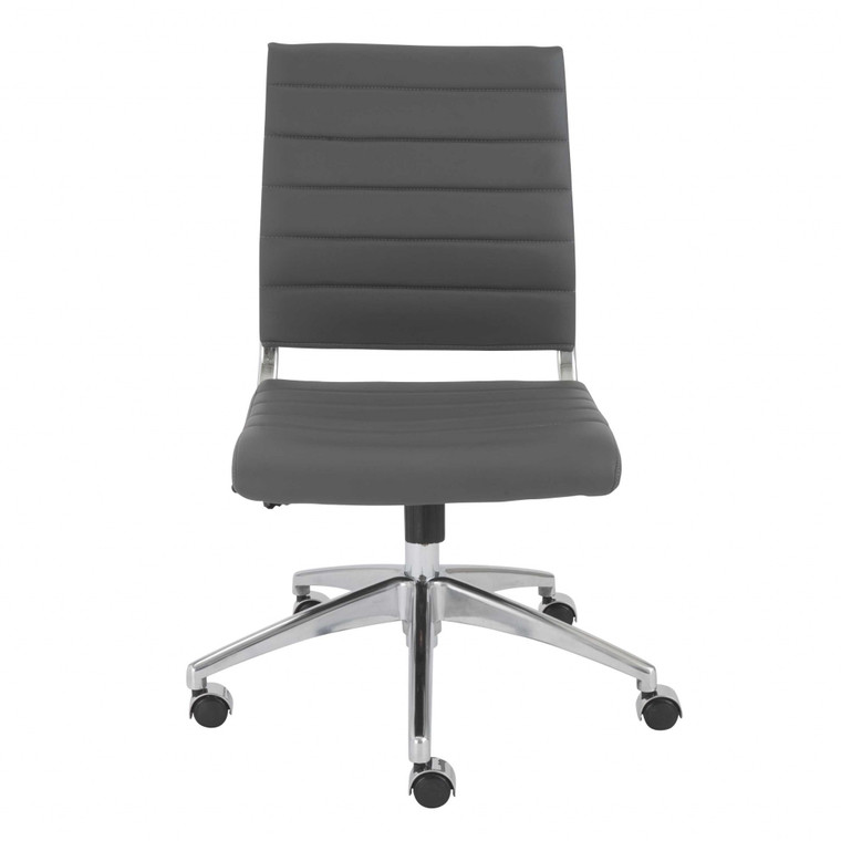 Homeroots 22.84" X 24.61" X 38.98" Armless Low Back Office Chair In Gray With Aluminum Base 370488