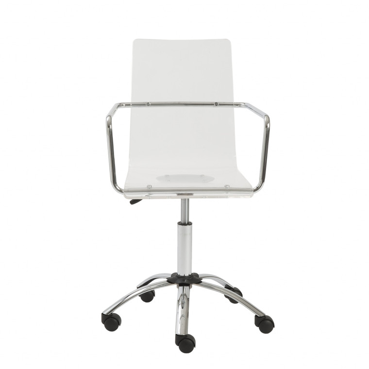 Homeroots 20.52" X 22.01" X 39.49" Office Chair In Clear With Chromed Steel Base 370505