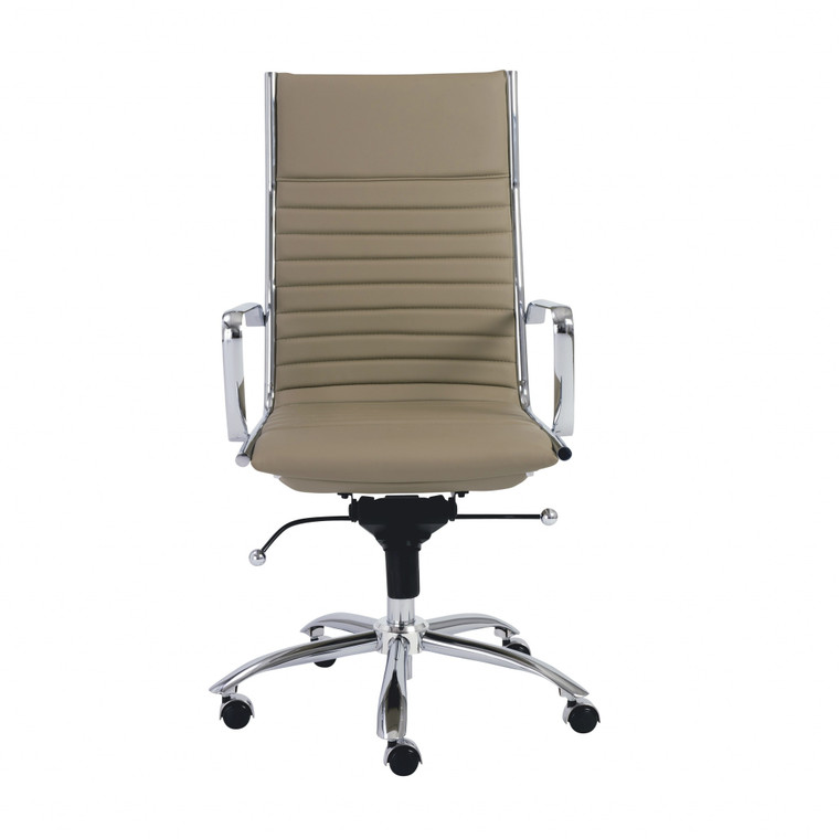 Homeroots 26.38" X 25.60" X 45.08" High Back Office Chair In Taupe With Chromed Steel Base 370520