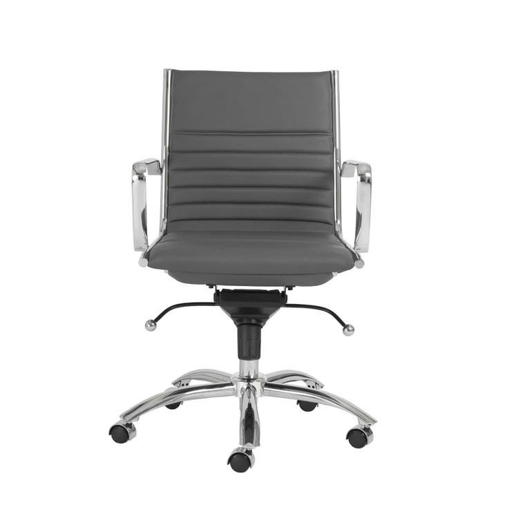 Homeroots 27.01" X 25.04" X 38" Low Back Office Chair In Gray With Chromed Steel Base 370535