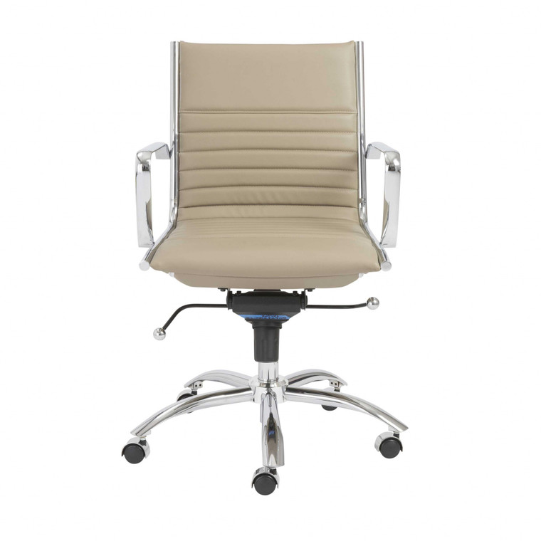 Homeroots 27.01" X 25.04" X 38" Low Back Office Chair In Taupe With Chromed Steel Base 370536