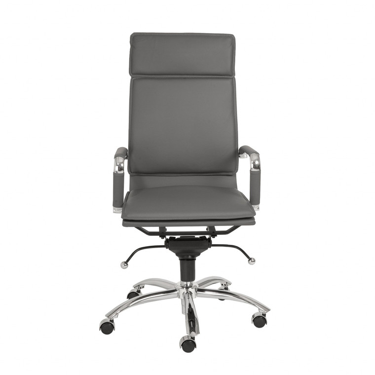 Homeroots 26.38" X 27.56" X 45.87" High Back Office Chair In Gray With Chromed Steel Base 370549
