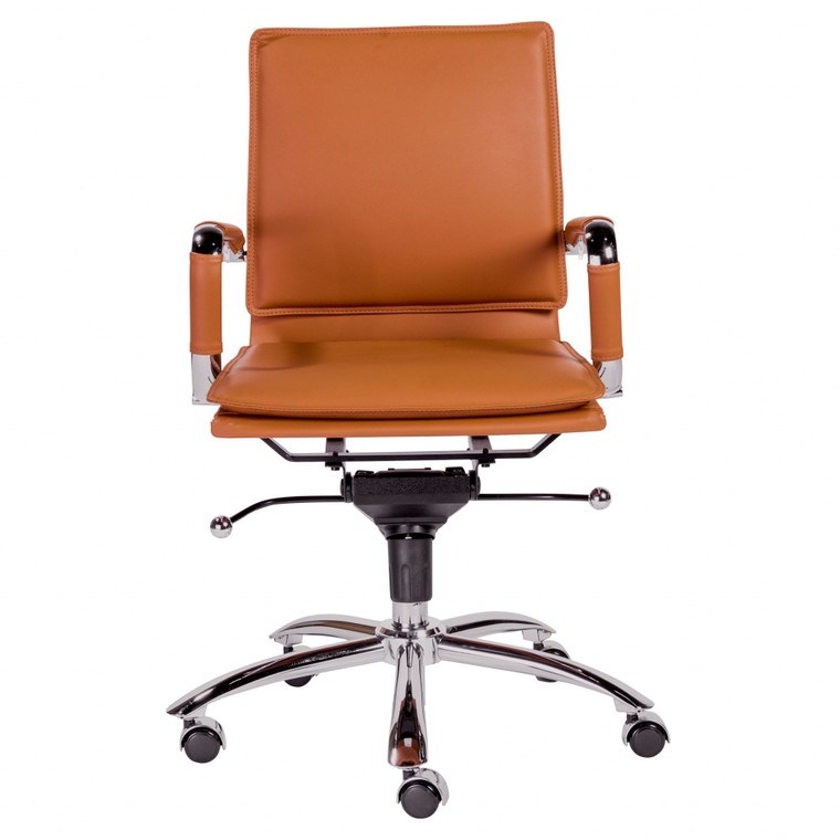 Homeroots 25.99" X 26.78" X 38.39" Low Back Office Chair In Cognac With Chrome Base 370558