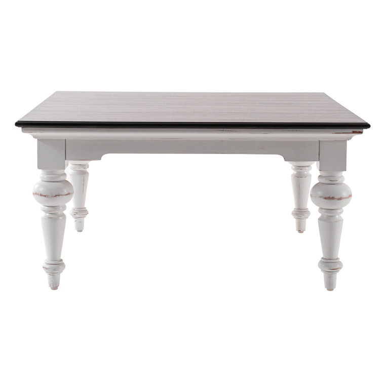 Homeroots 39" Classic White And Brown Manufactured Wood And Solid Wood Square Coffee Table 397394